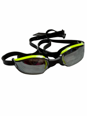 Michael Phelps MP Competitive Swim Race Goggles Black Neon Yellow Pool Mirrored